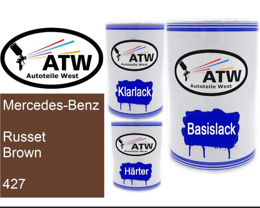 Mercedes-Benz, Russet Brown, 427: 500ml Lackdose + 500ml Klarlack + 250ml Härter - Set, von ATW Autoteile West.